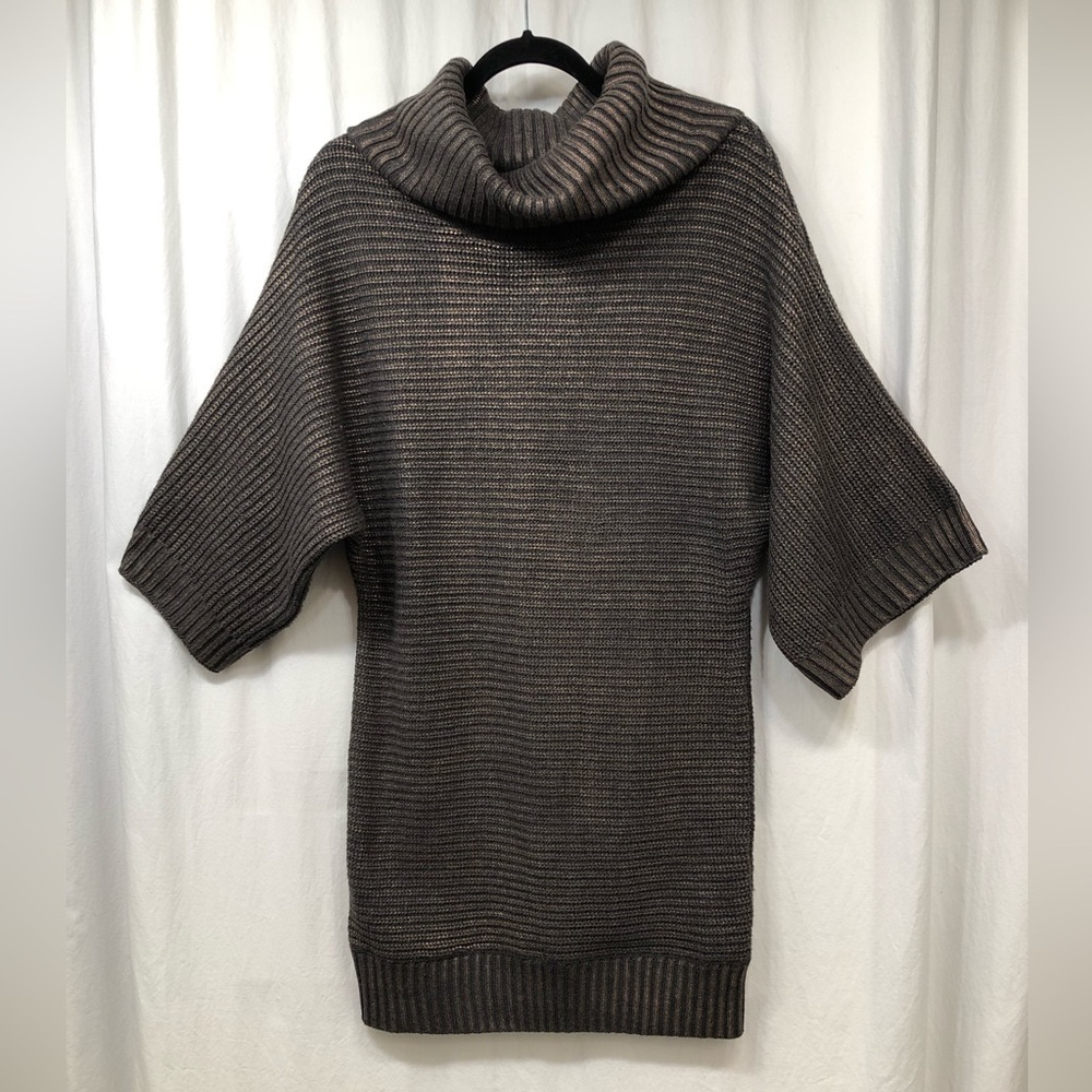 Soft Surroundings Copper Brown Ribbed Sweater Long Tunic Dress Small 2AX04